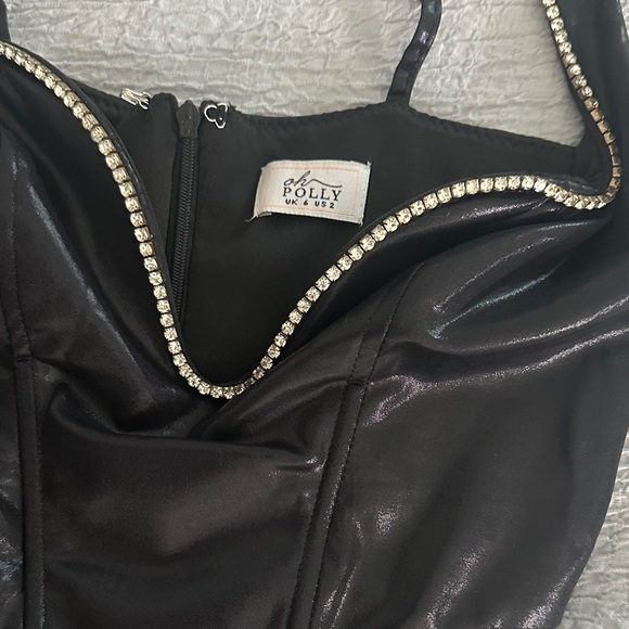 Oh Polly Black Mini Dress with Rhinestone Accents - Picture 3 of 5